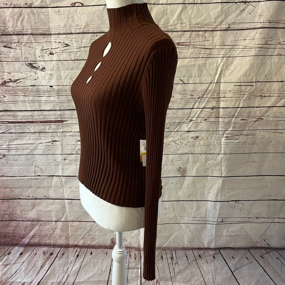 NWT Sugar Moon M Medium Womens Downtown Brown FG Ribs Sweater - Picture 4 of 6